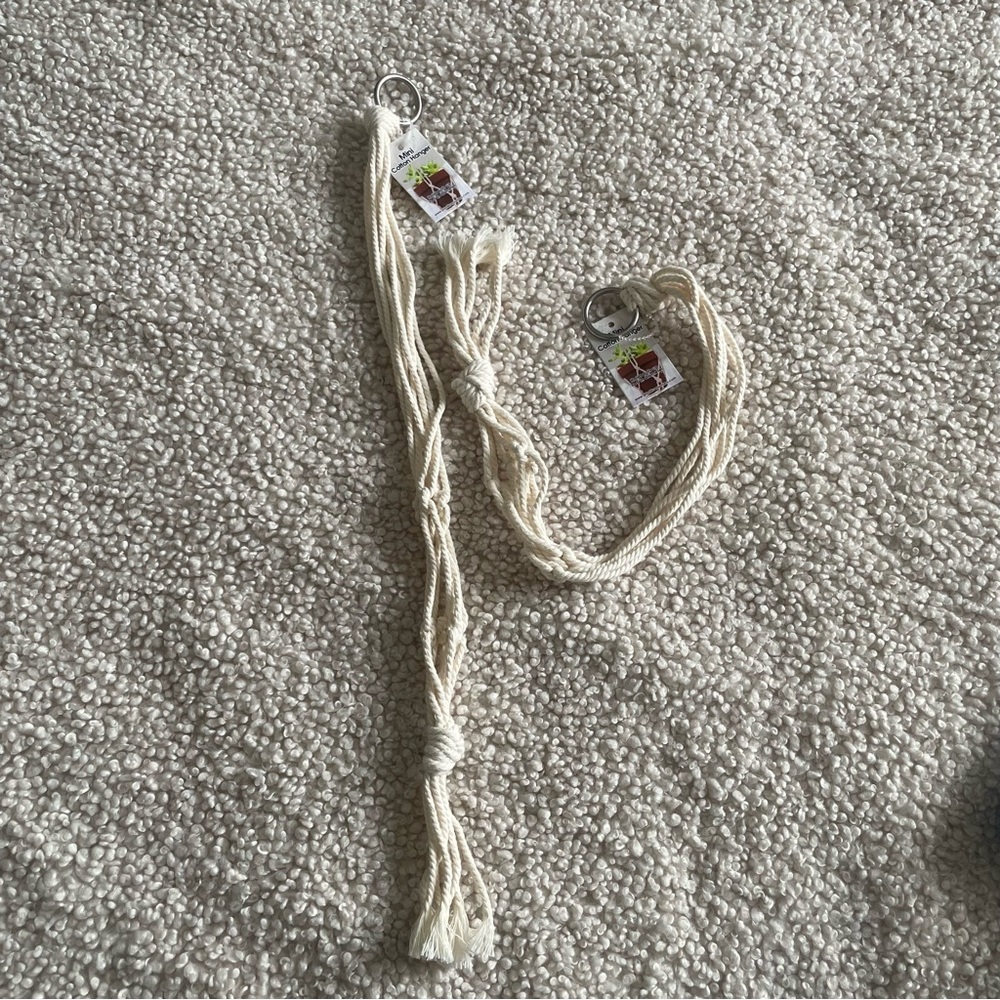 Set of two 18” mini cotton macrame plant hangers